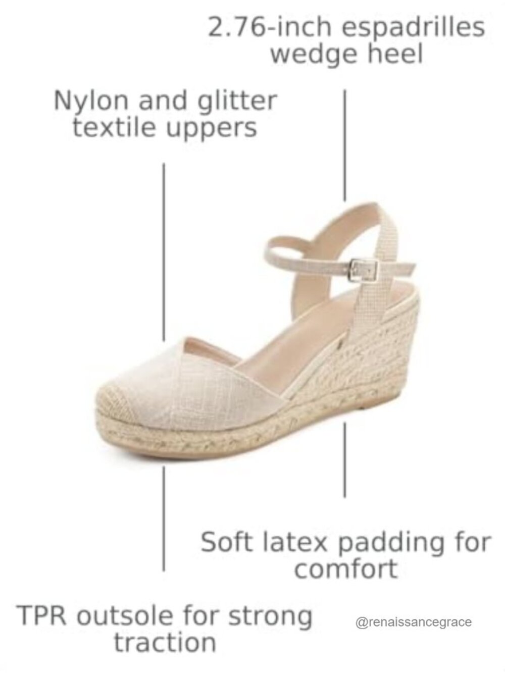Womens Espadrille Wedge Sandals Closed Toe Platform Summer Shoes